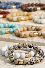 Load image into Gallery viewer, Matte Gold Bead Natural Stone Bracelet
