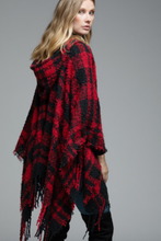 Load image into Gallery viewer, Stay Wrapped Plaid Houndstooth Hoodie Poncho
