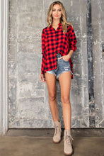 Load image into Gallery viewer, Vancouver Plaid Oversized Button Top
