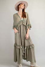 Load image into Gallery viewer, Monique Butterfly Country Button Maxi Dress
