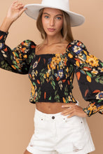 Load image into Gallery viewer, Spring Starts Flowers Smocked Top
