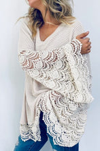Load image into Gallery viewer, Brianna Crochet Bell Sleeve Waffle Top
