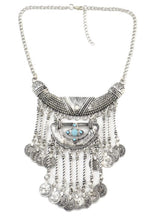 Load image into Gallery viewer, Etched Tassel Coin Bib Necklace
