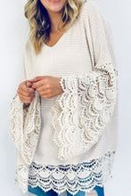 Load image into Gallery viewer, Brianna Crochet Bell Sleeve Waffle Top
